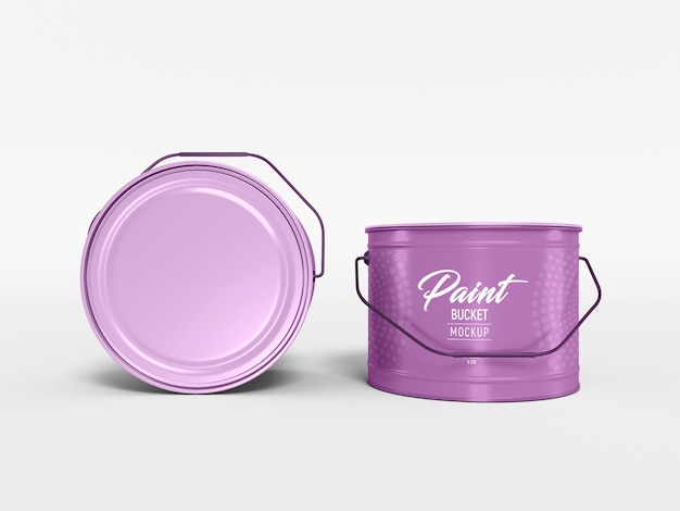 Metal Paint Bucket Packaging Mockup