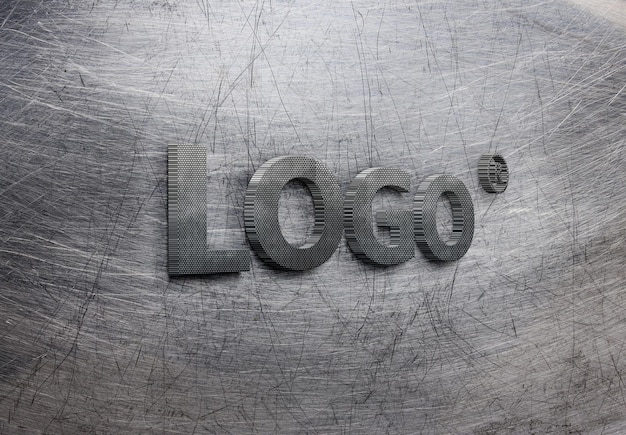 Metal plate 3D logo Mockup Psd