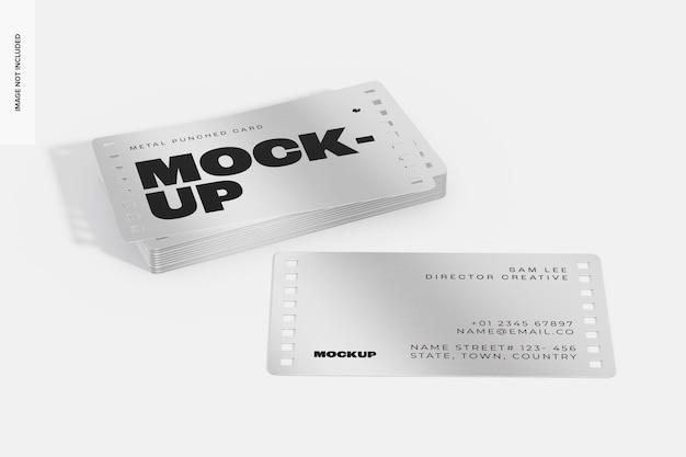 Metal Punched Cards Mockup, Stacked