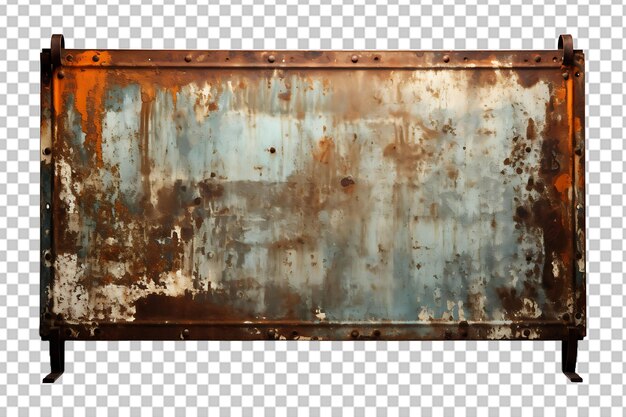 PSD metal rusting sign board isolated on transparent background