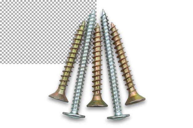 Metal screws on a transparent background The concept of construction repair