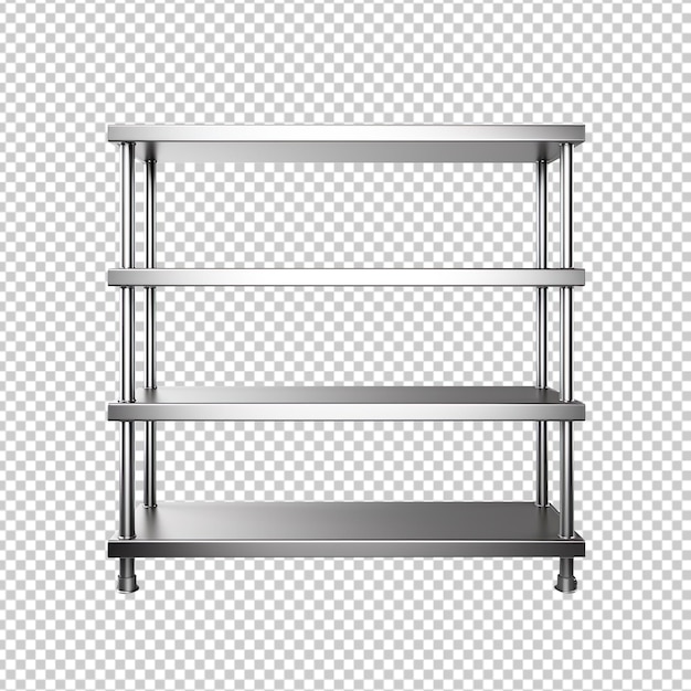 PSD metal shelf isolated on transparent background