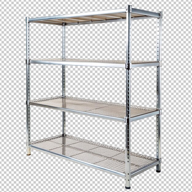 PSD metal shelf on transparent background