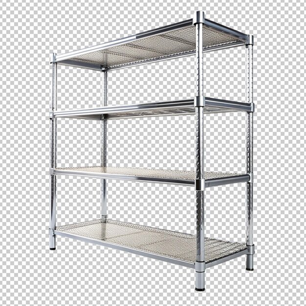 PSD metal shelf on transparent background