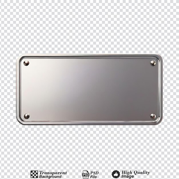 metal sign plate isolated on transparent background