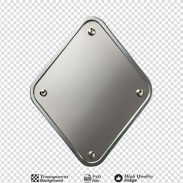 metal sign plate isolated on transparent background