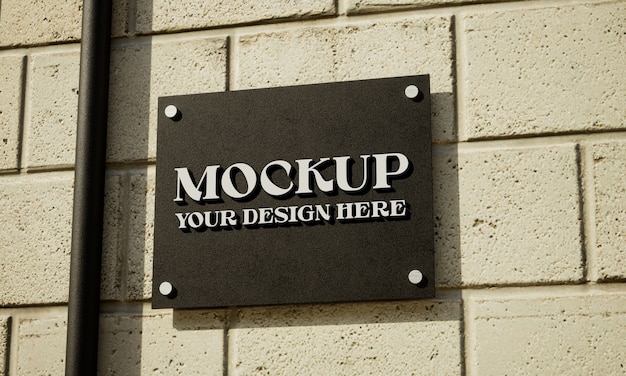 Metal sign with logo mockup