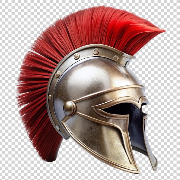 PSD metal spartan helmet isolated on transparent background