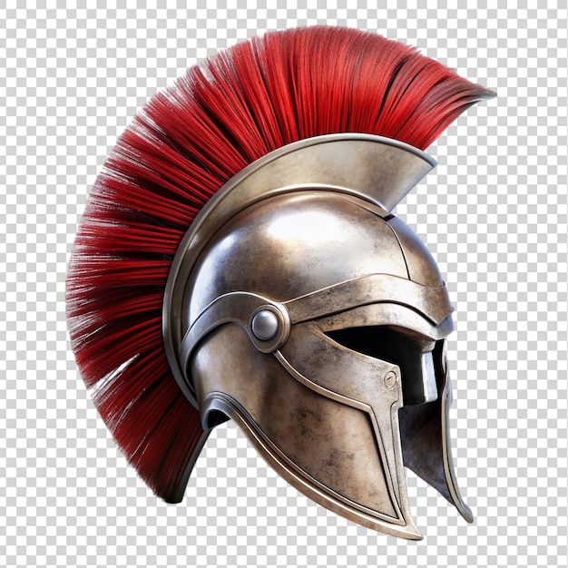 PSD metal spartan helmet isolated on transparent background