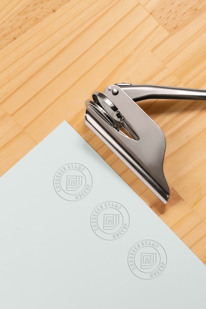 Metal stamp embossed logo mockup