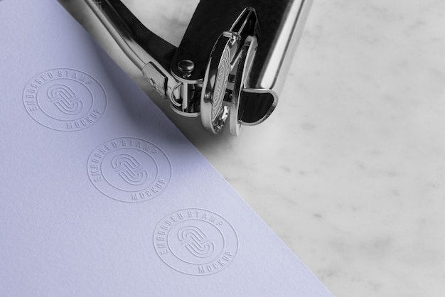 Metal stamp embossed logo mockup