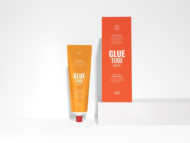 Metal Super Glue Tube Packaging Mockup