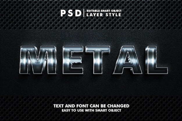 Metalic 3d realistic text effect premium psd