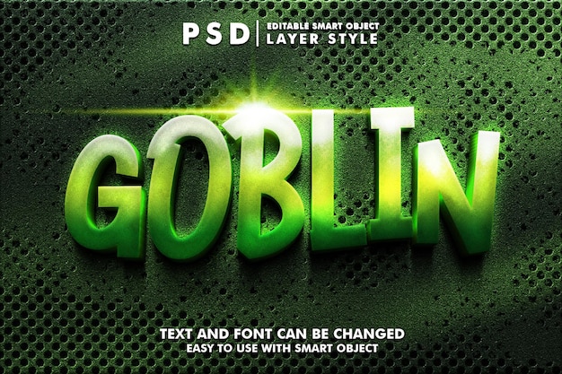 Metalic goblin 3d realistic text effect premium psd