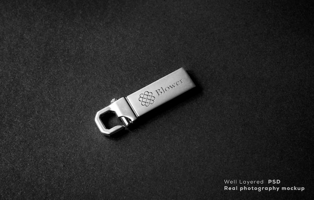 Metalic usb flashdisk bevel mockup design