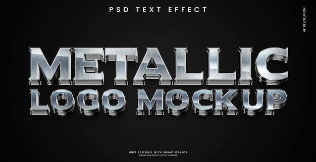 Metallic 3d logo mockup and text effect