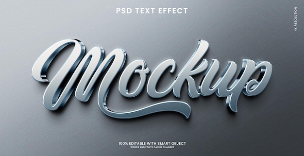 Metallic 3d text effect mockup