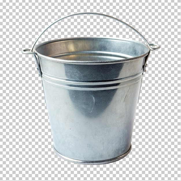 metallic bucket on transparent background