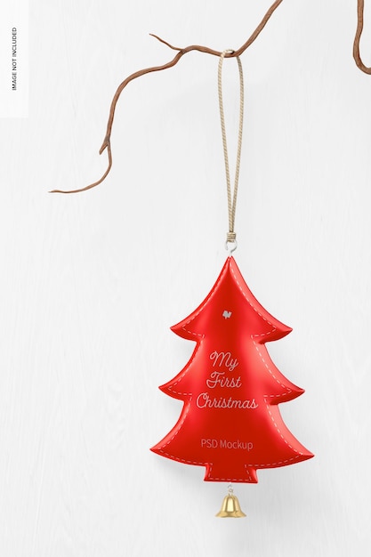 Metallic Christmas Tree Ornament Mockup, Hanging