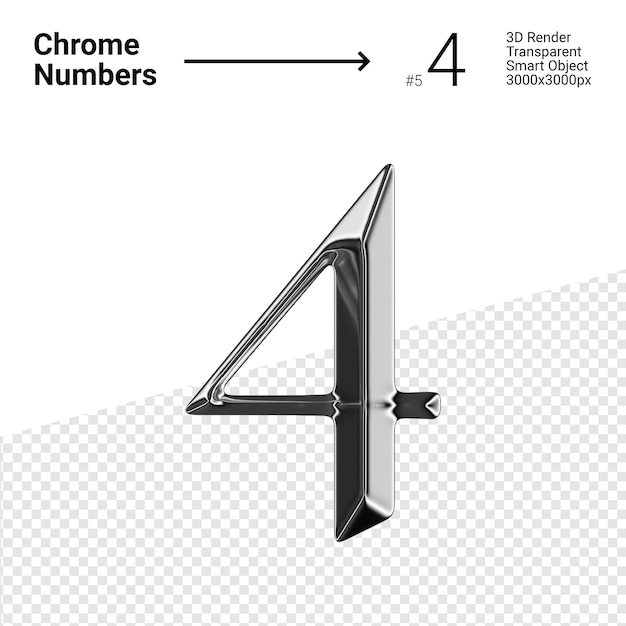 Metallic Chrome Number 4 Four Isolated