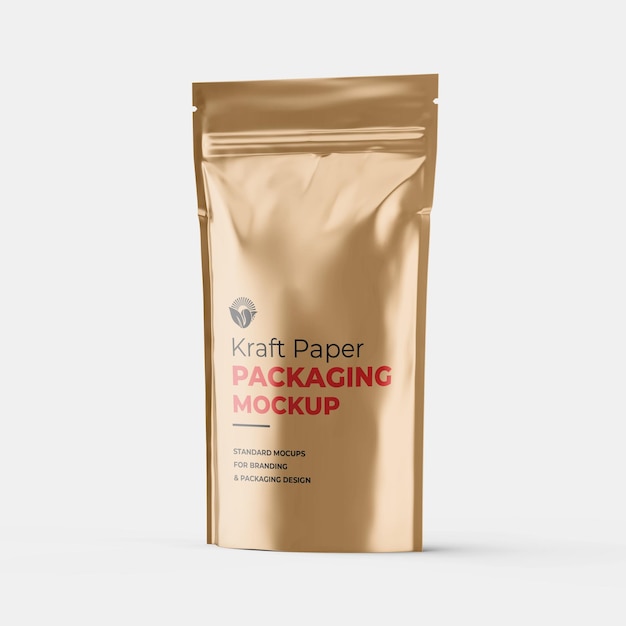 Metallic coffee pouch mockup