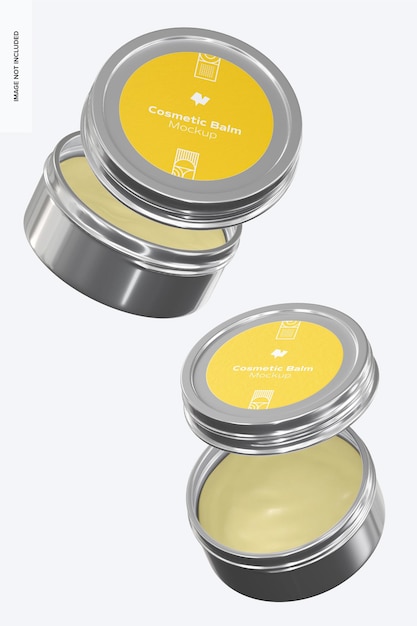 Metallic Cosmetic Balm Packaging Mockup, Floating