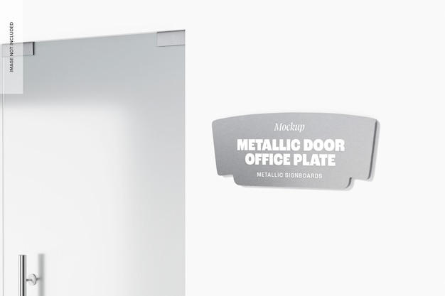 Metallic Door Office Plate Mockup, Perspective