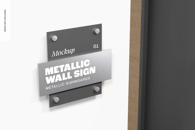 PSD metallic double wall sign mockup, side view