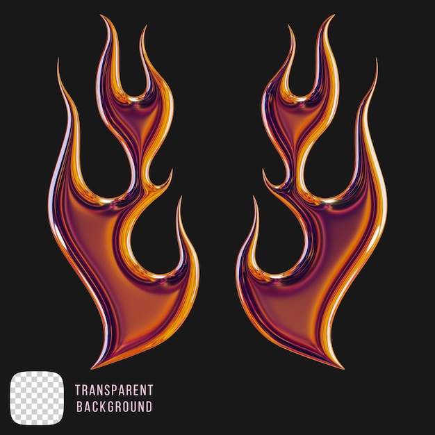 PSD metallic flame icon 3d render