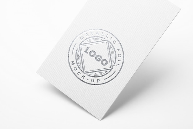 PSD metallic foil card logo mockup