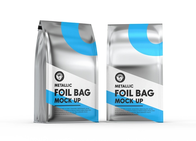 Metallic foil coffee or food pouch bag mockup