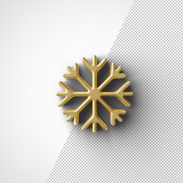 Metallic gold 3D Christmas Snowflake. Realistic abstract mockup with 3d. Custom color background