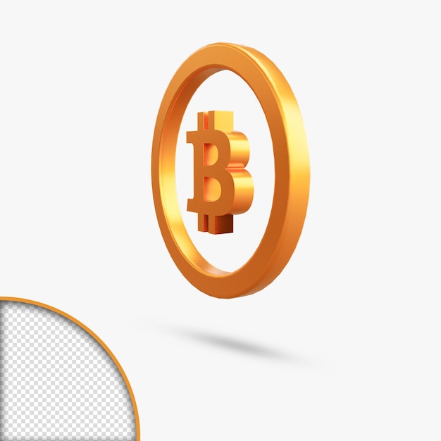 Metallic Gold bitcoin 3d rendering