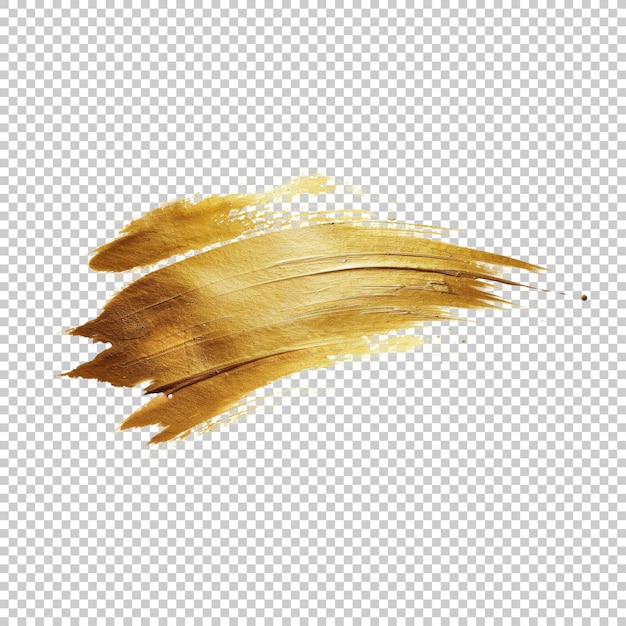 PSD metallic gold brush stroke isolated on transparent background