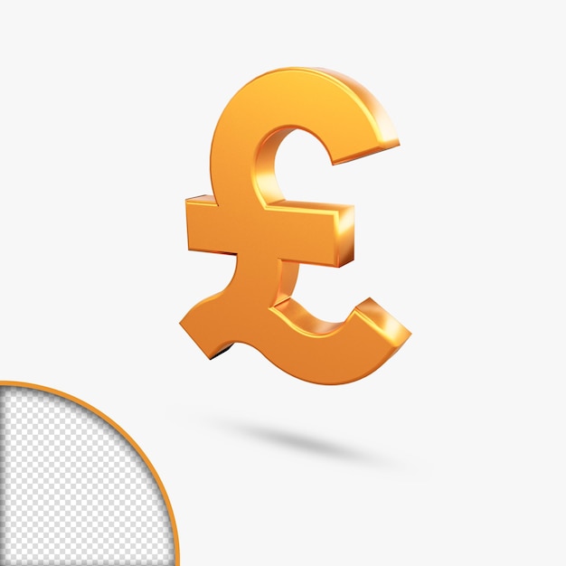 Metallic Gold gbp icon 3d rendering