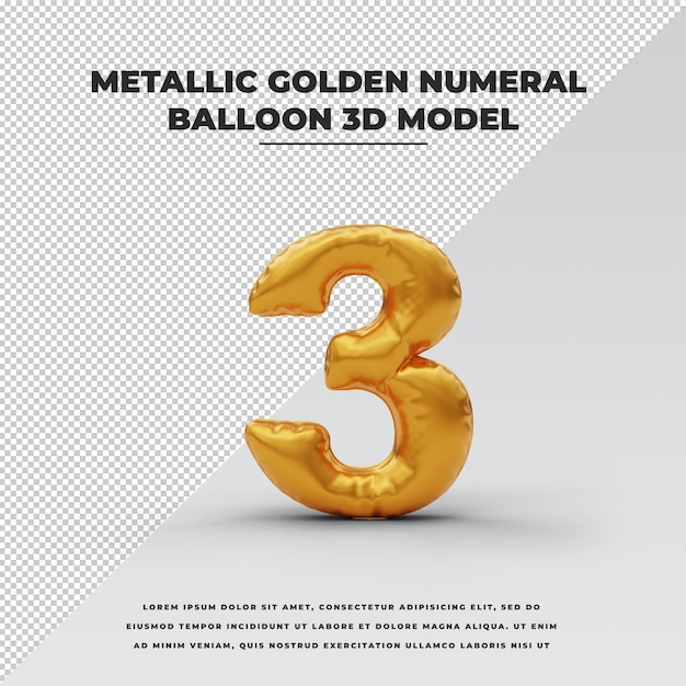 Metallic Gold number Balloon number three