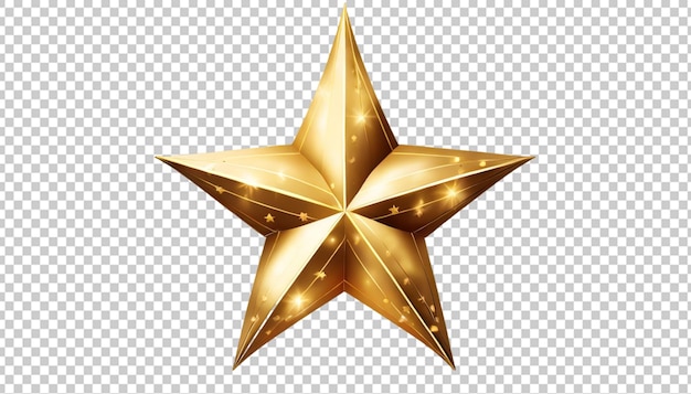 Metallic golden star isolated on transparent background