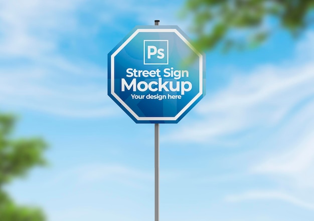 Metallic hexagonal Signboard Mockup for promotions advertising or branding