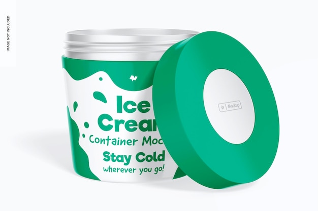 Metallic Ice Cream Container Mockup, Opened