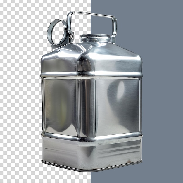 Metallic jerrycan isolated on transparent background