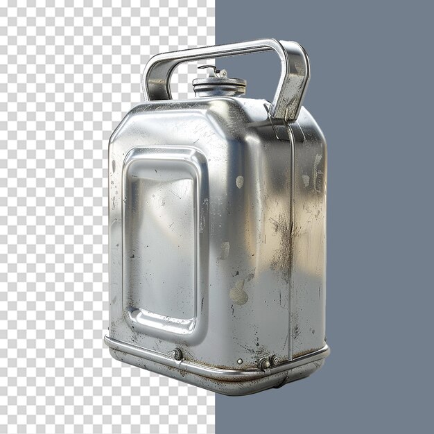 Metallic jerrycan isolated on transparent background