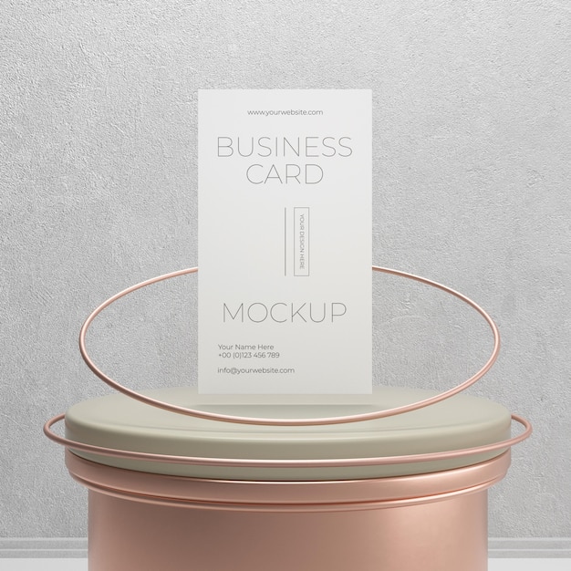 Metallic levitating copper business card mock-up