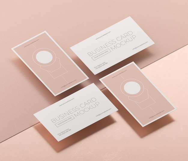 Metallic levitating copper business card mock-up