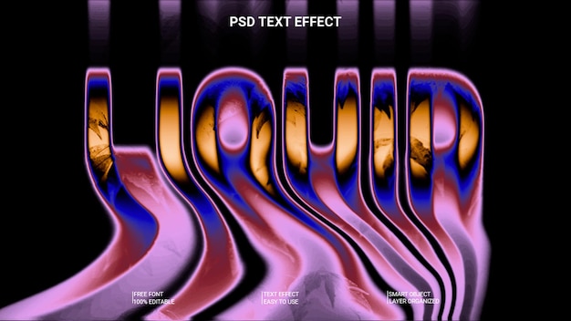 PSD metallic liquid text effect