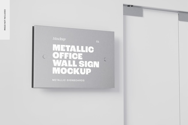 Metallic Office Wall Sign Mockup