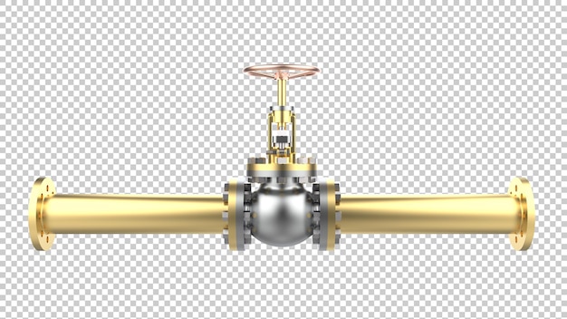 Metallic pipe isolated on transparent background 3d rendering illustration