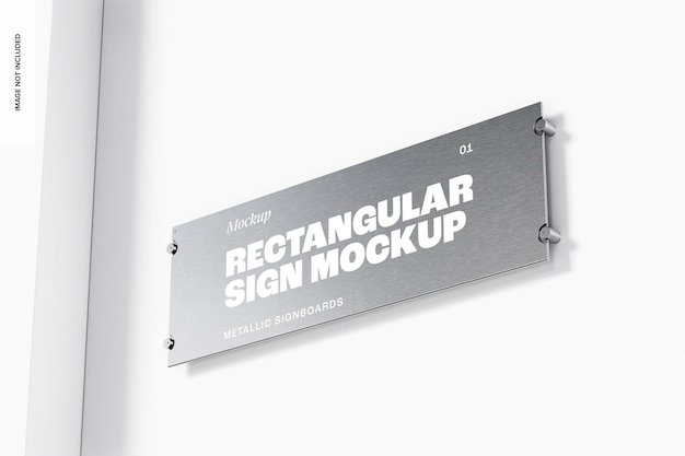 Metallic Rectangular Sign Mockup, Low Angle View