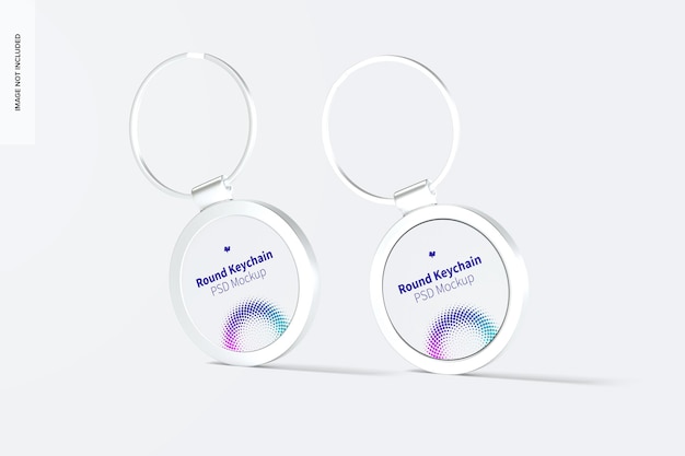 Metallic Round Keychains Mockup