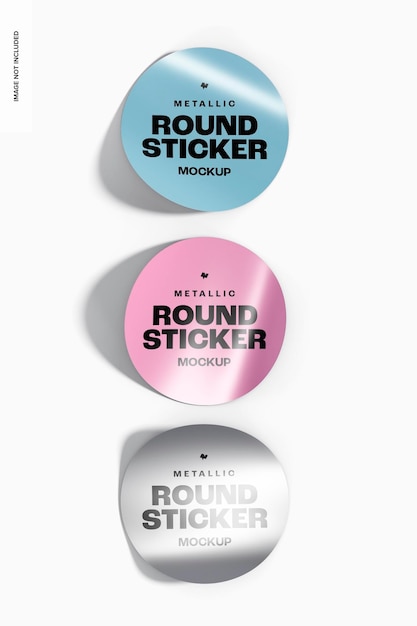 Metallic Round Stickers Set Mockup