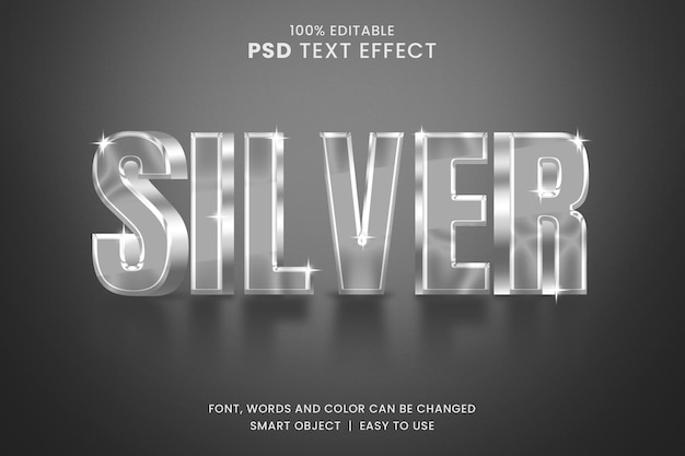 Metallic shiny silver 3d style text effect